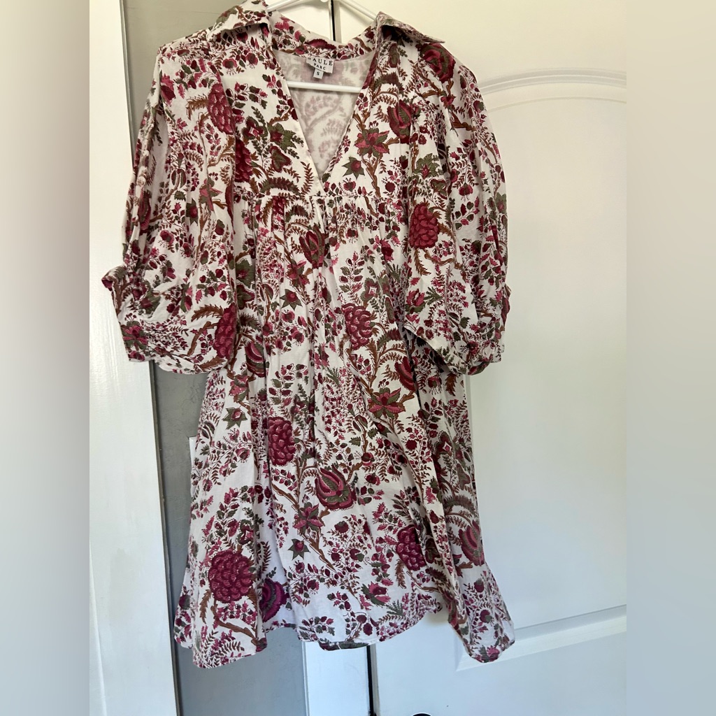 Perfect Saule Parc Transitional Fall Dress With Maroon Floral Print- Small